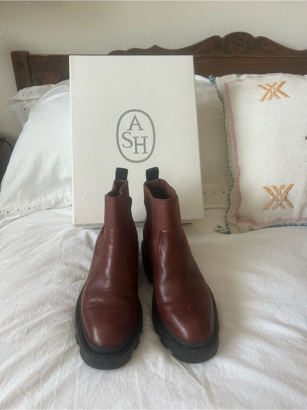 Ash Brown Leather Chelsea Ankle Boots with Black Sole